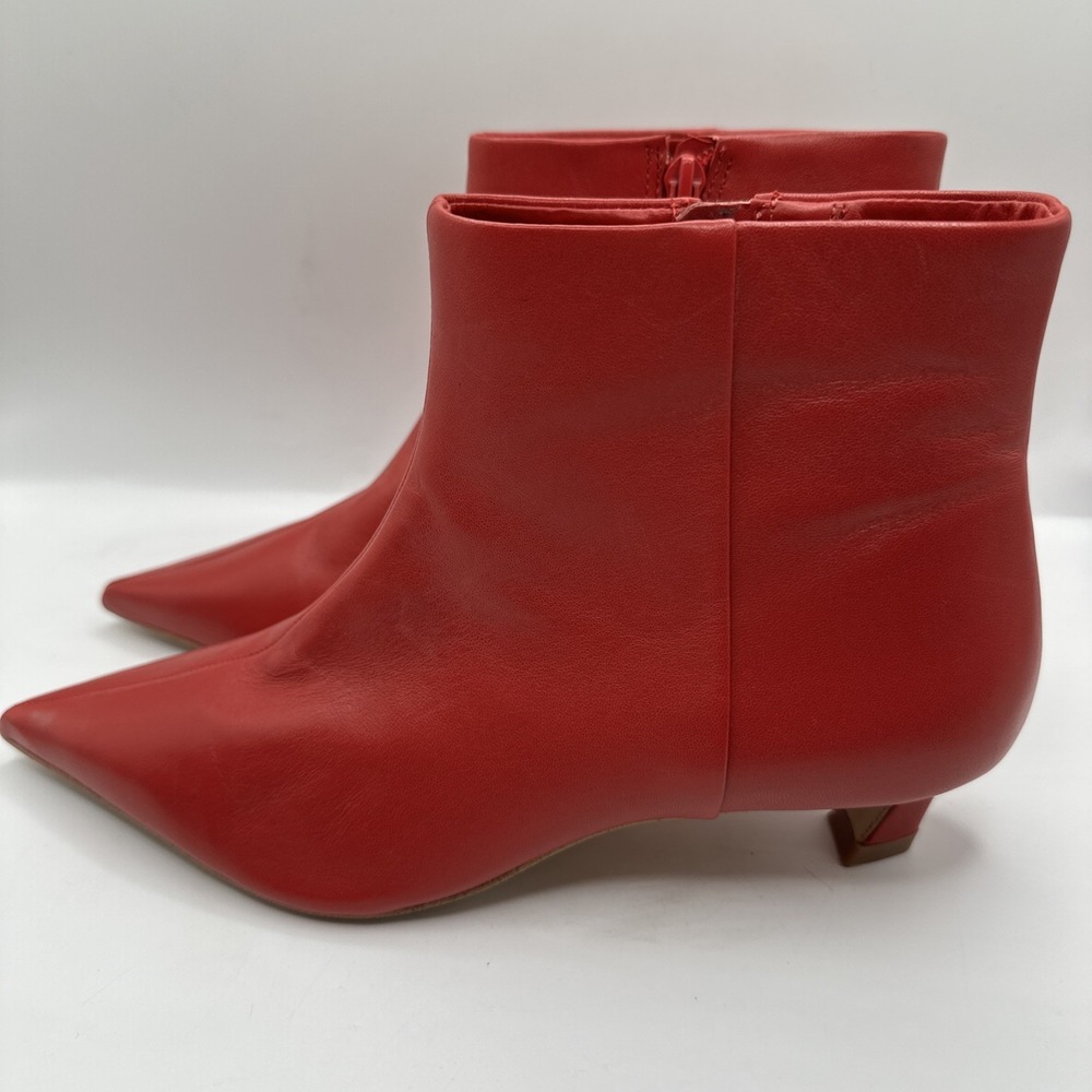 Gianni Bini booties 7 red leather Georgina pointed toe kitten heels new $140 - Picture 4 of 9